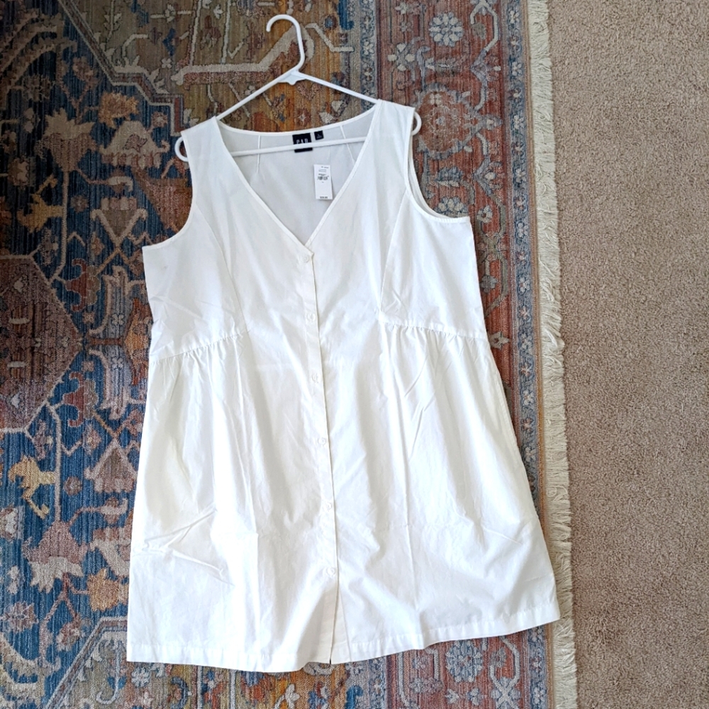 Gap white button down sleeveless dress